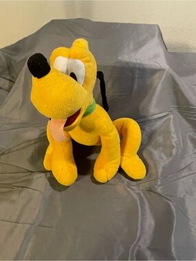Disney Yellow Pluto Plush with Green Collar and Black Details